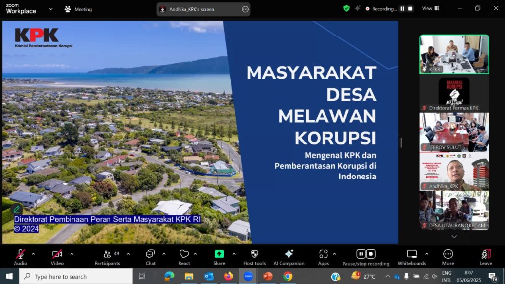 Bimtek Perluasan Percontohan Desa Antikorupsi Provinsi Sulawesi Utara 5 Juni 2025